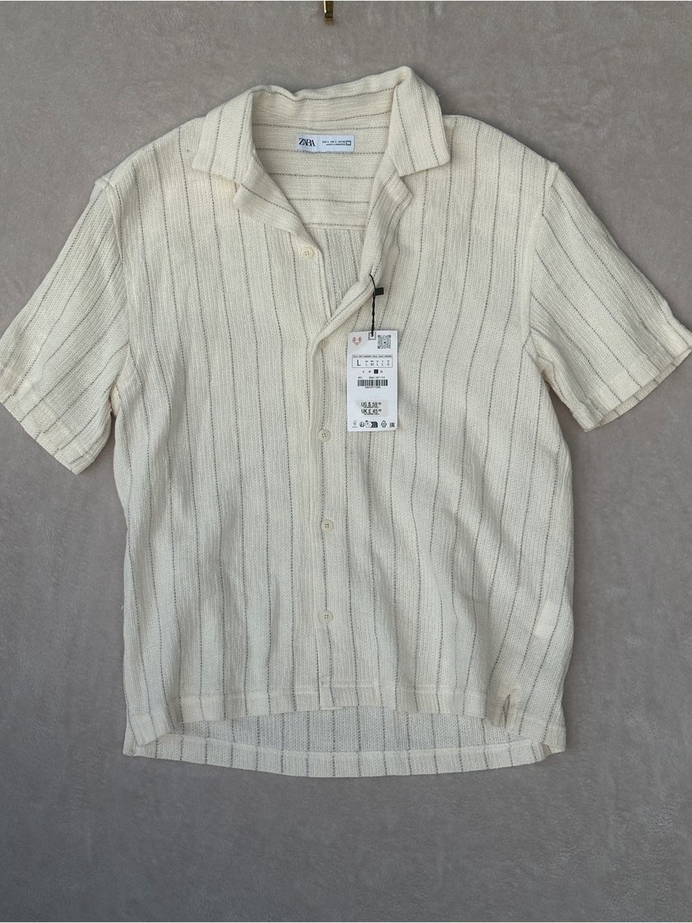 NWT Zara Men, Striped Button Down Shirt